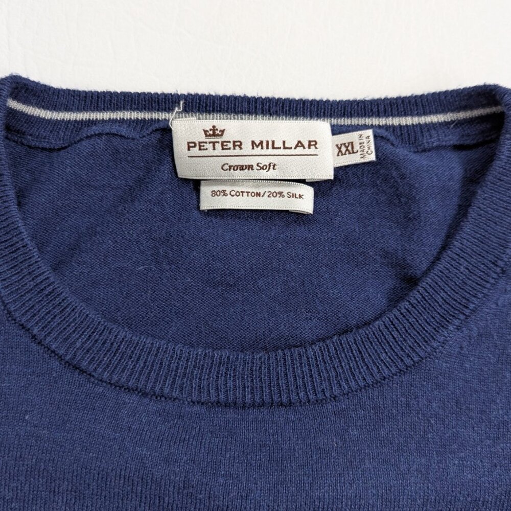 Peter Millar Men's Cotton Silk Blend Sweater Size 2XL Blue - Picture 4 of 9